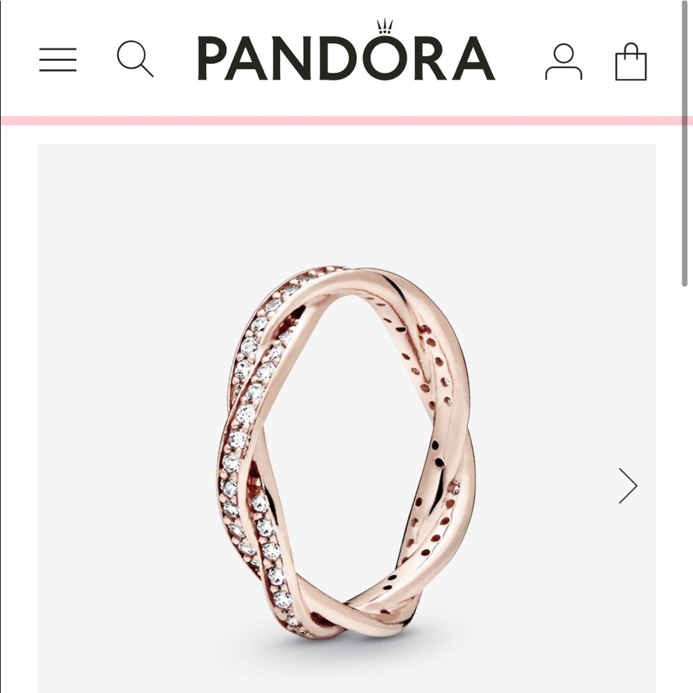 *NEW* Pandora rose gold sparking twisted lines ring